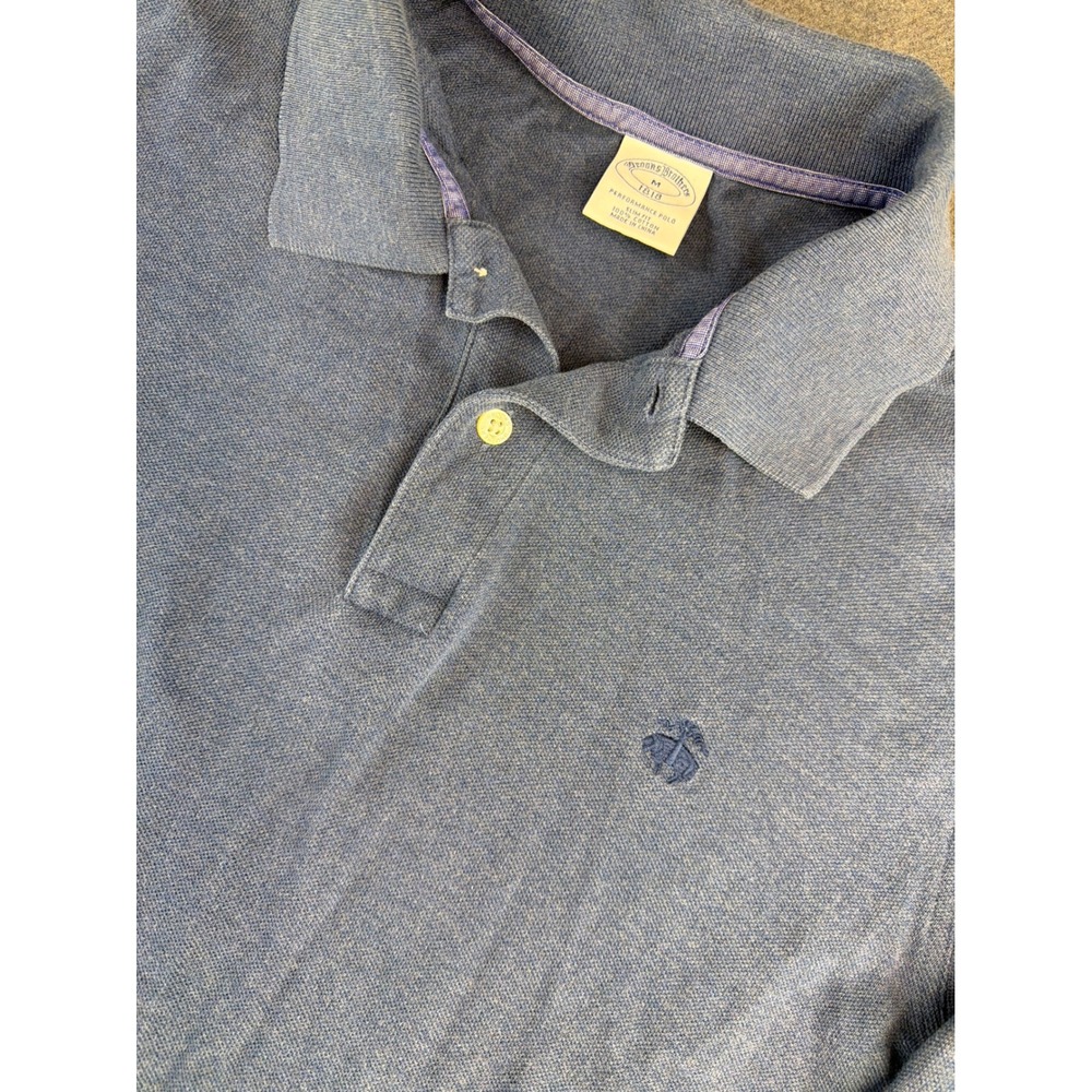 Brooks Brothers 1818 Performance Polo Shirt Mens Medium Blue‎ Slim Fit Cotton LS